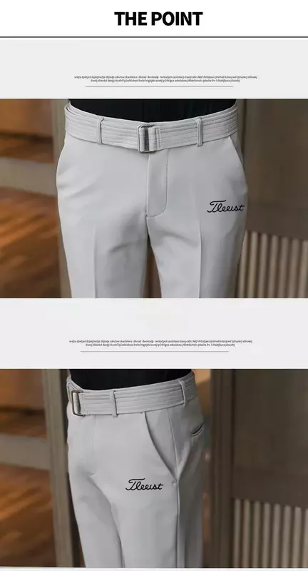 2024 new golf pants men's business casual pants Breathable straight-leg belt men's pants