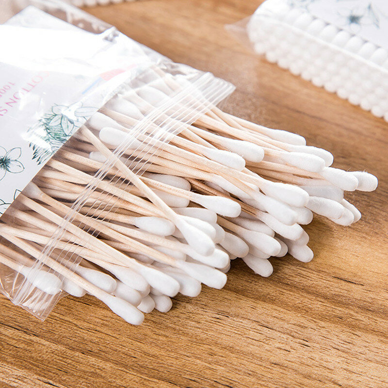 New Double Head Cotton Swab Women Makeup Cotton Buds Tip New Wood Sticks Nose Ears Cleaning Health Care Tools