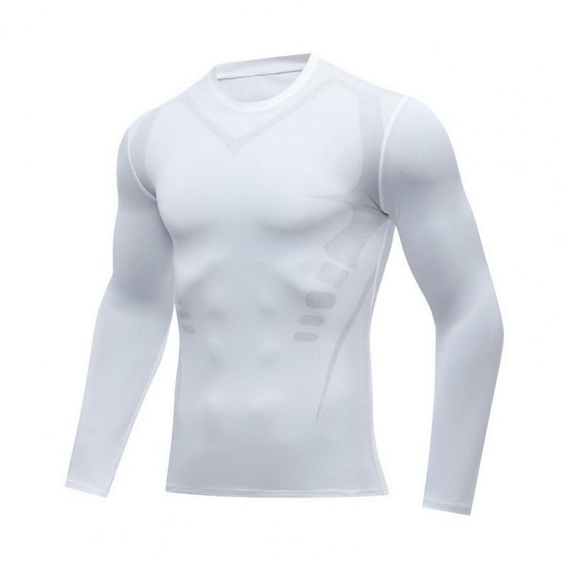 Roupa esportiva slim fit manga comprida masculina, alta elasticidade, secagem rápida, corrida, fitness, na moda