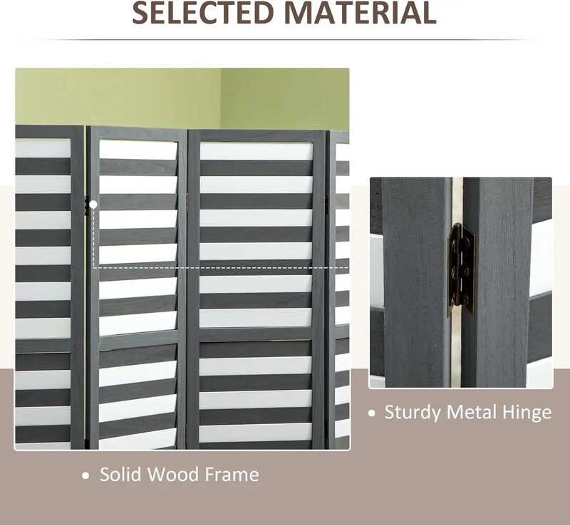 5.6 'großer 4-Panel-Raumteiler und zusammen klappbarer Sichtschutz, freistehender Wand teiler, Trennwand für Indoo
