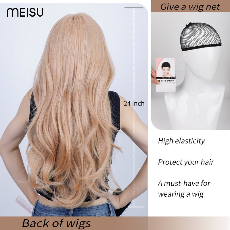 HD Lace  24 Inch Milk tea Gold Wave Wigs Fiber Synthetic Heat-resistant Deep Wave Wig Party or Selfie