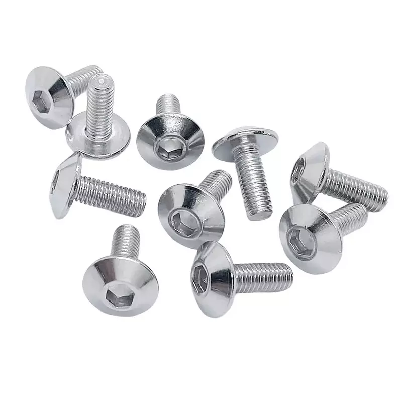 10pcs Stainless Steel Large Flat Head Hexagon Socket Screws Bolts M6 12/16/20mm for Motorcycle Moped Scooter Tail Plates