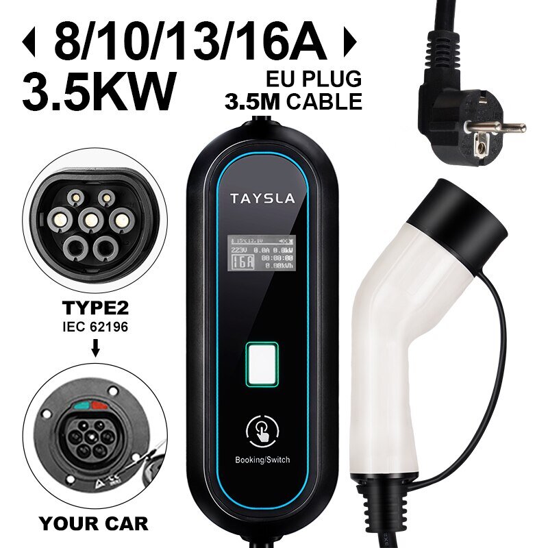 TAYSLA PHANTOM 전기 자동차 충전기, 타입 2 3.5KW EV 충전 케이블, 타입 1 EV 충전기 스테이션, 월박스 EVSE