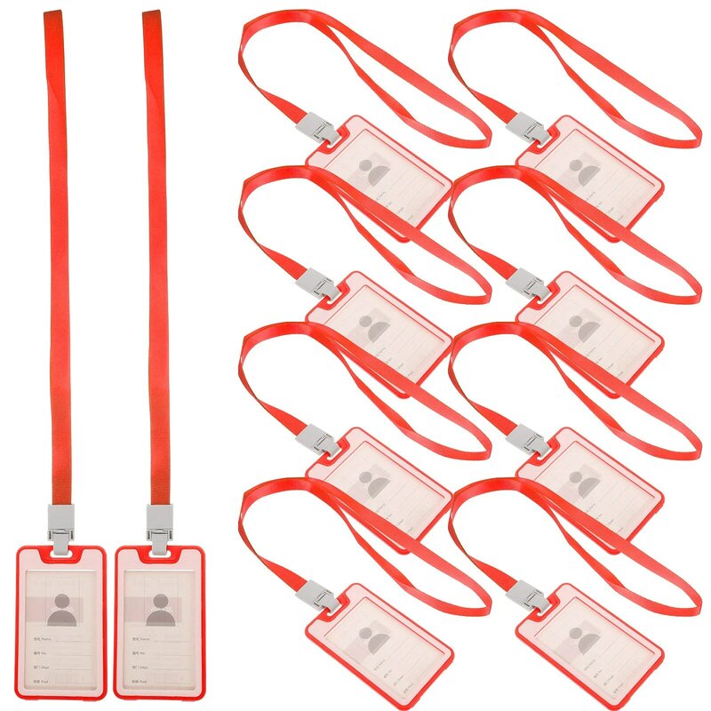 10 Pcs ID Clear Card Holder Game Lanyards with Badge Work Permit Name Tag Small Sleeves Staff