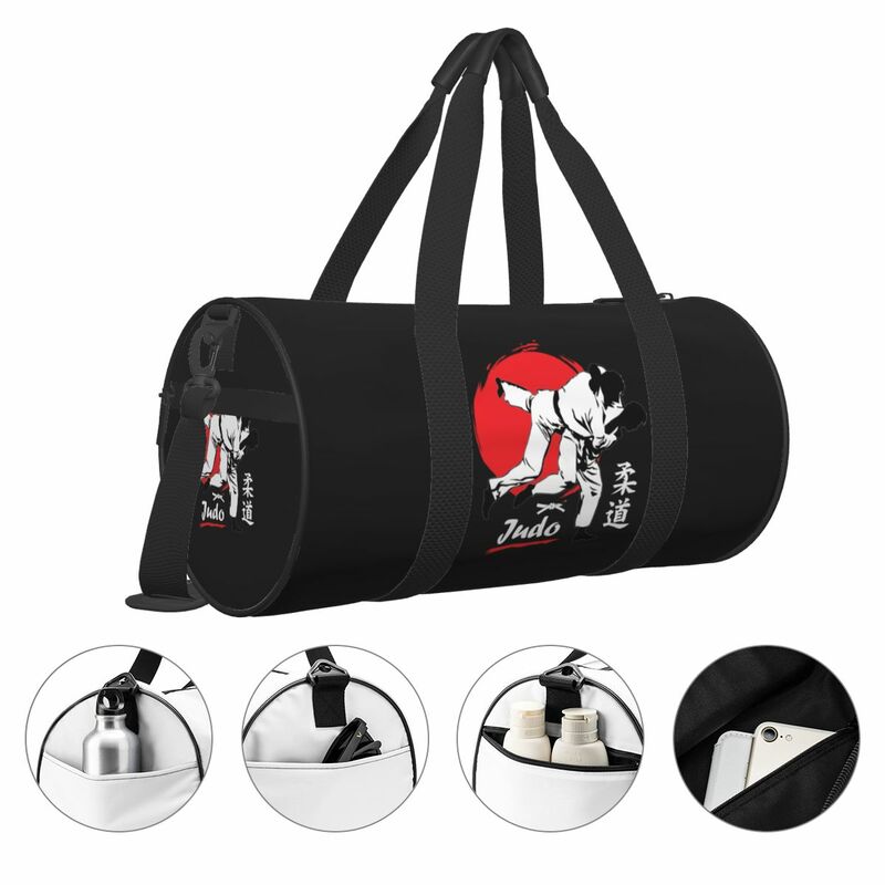 Judo-日本の武道のためのスポーツバッグ,大きなハンドル付きのトラベルバッグ,オックスフォードプリントのフィットネスバッグ