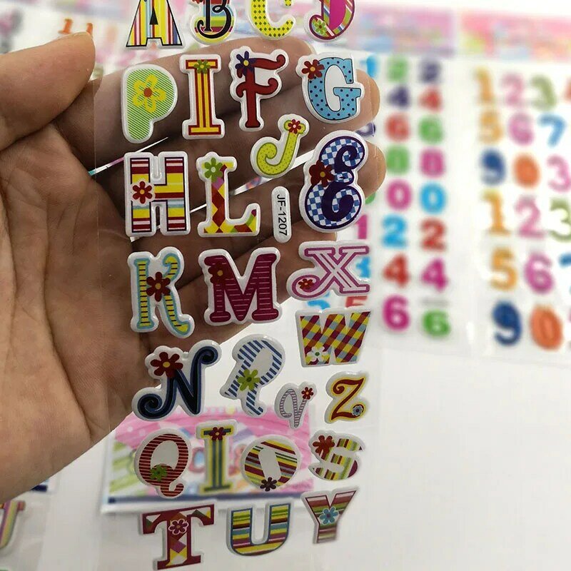 Цифровые 3D наклейки в виде алфавита для детей, Стикеры для Канцелярии, модные Мультяшные Стикеры, офисные и школьные принадлежности, 10 листов