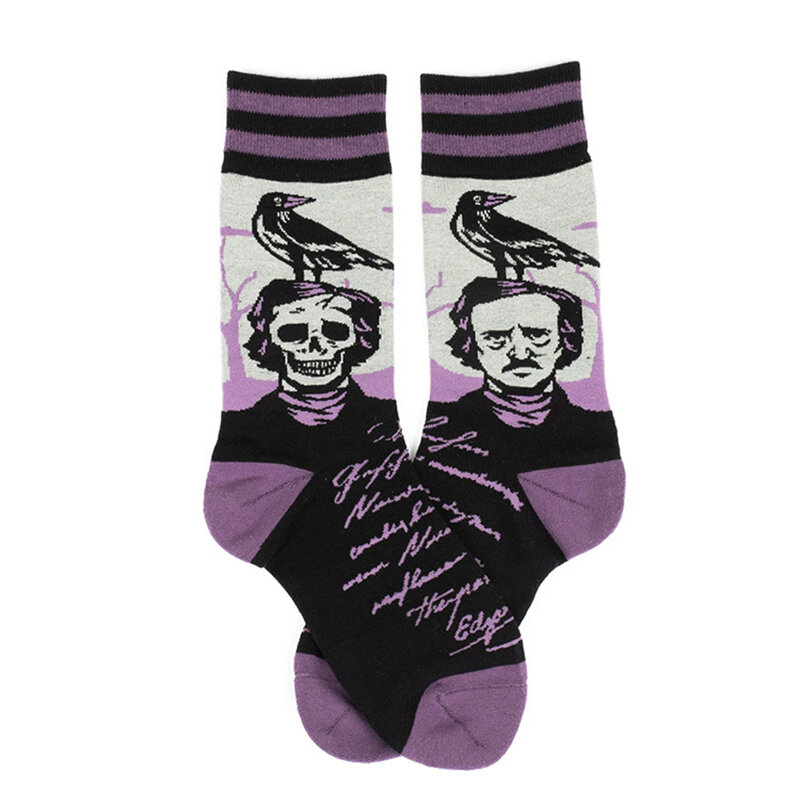 Оригинальные забавные ретро готические вороновые носки унисекс с надписью, винтажные хлопковые модные шикарные носки для мужчин и женщин, оптовая продажа подарков