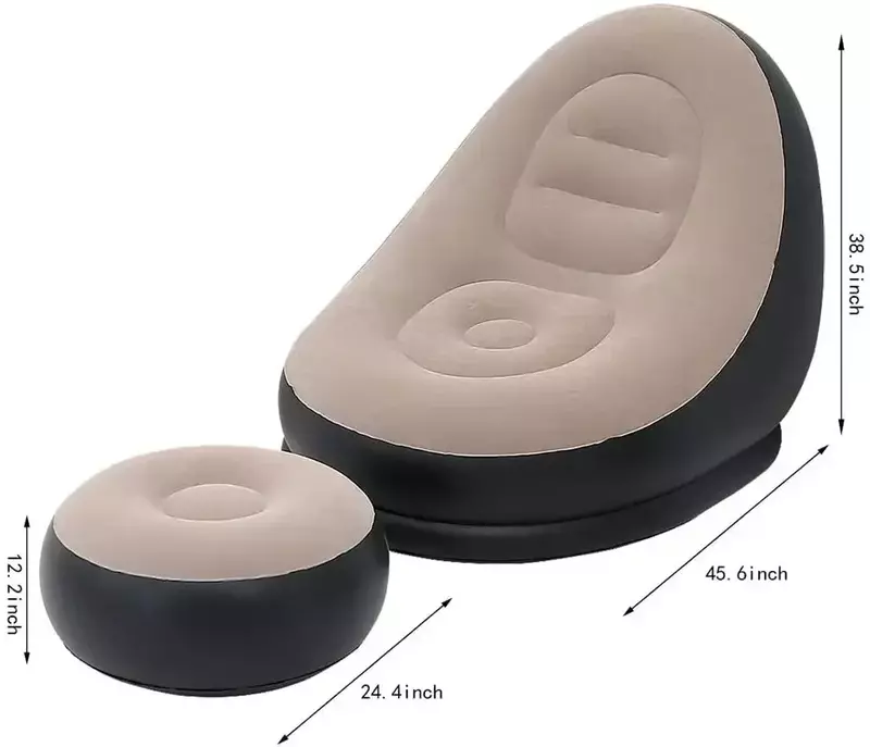 Inflatable Leisure Bean Bag Sofa Lazy Couch Bag Chair Outdoor Folding Lounger Bed Puff Up Seat Pouf Bag Tatami with Footstool
