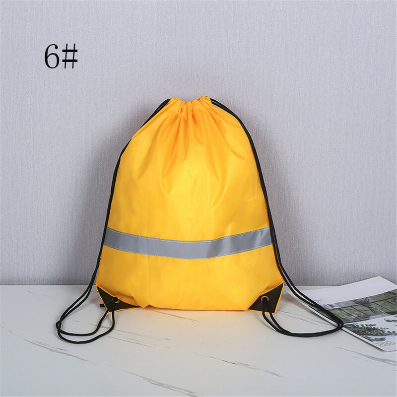 Drawstring Backpack Waterproof Sport Gym Bag With Reflective Strip For Travel Outdoor Shopping Swimming Basketball Yoga Bags