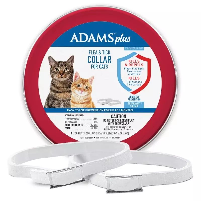 Adams-Collier anti-puces et anti-tiques pour chats, 2 colliers blancs, taille unique