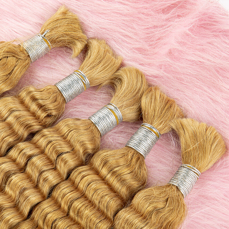 Объемные человеческие волосы с глубокой волной, № 28, 27 цветов, для плетения, без уточка, натуральные вьющиеся человеческие волосы для Плетения КОС в стиле бохо