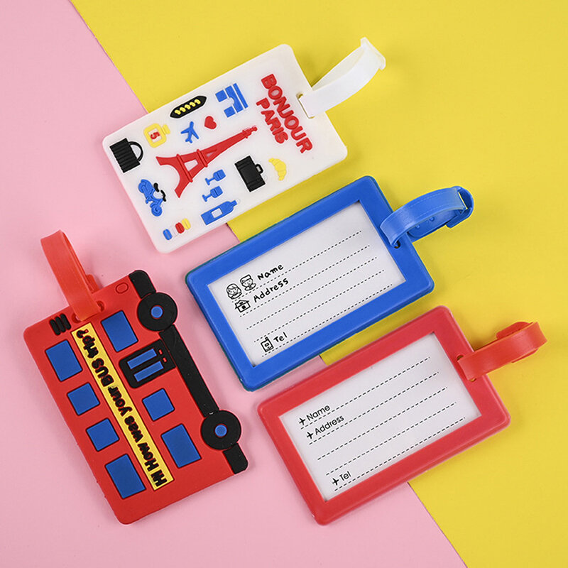 PVC Gepäck anhänger weiches Silikon Cartoon Boarding Tag kreative Gepäck koffer ID Addres Inhaber Boarding Tag tragbare Flug etikett