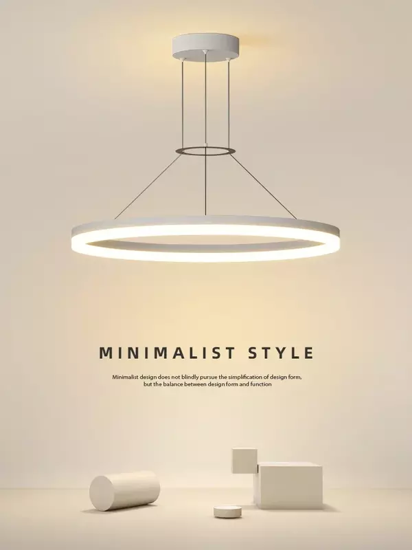 Moderno Minimalista Lâmpada LED Pendant, Sala de estar, Quarto, Jantar, Cozinha, Anel Preto, Suspensão do teto Lustre, Luminária