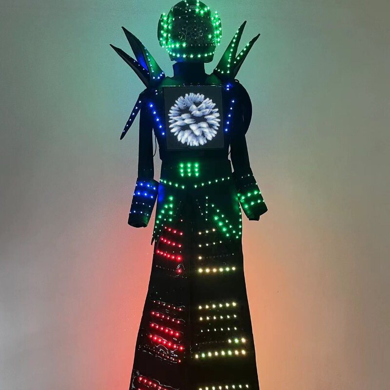 Robot LED w pełnym kolorze Inteligentne piksele Garnitur Kostium Ubrania Szczudła Kostium Walker Światła LED Świecąca kurtka