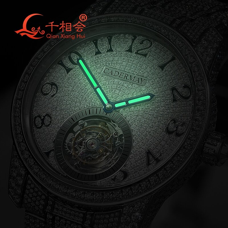 Полный Moissanite наручные роскошные часы для мужчин механические наручные часы D белый VVS Moissanite мужские ювелирные изделия Часы