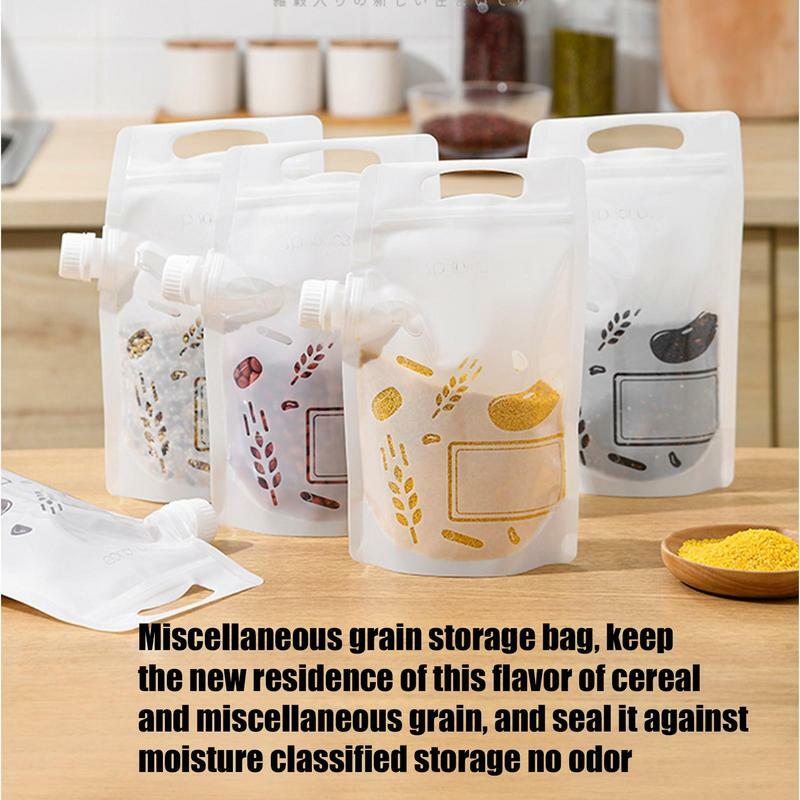 Grain Storage Bags Transparent Rice Moisture Proof Sealed Packing Bag Thickened Portable Nozzle Bag Wholesale For Kitchen