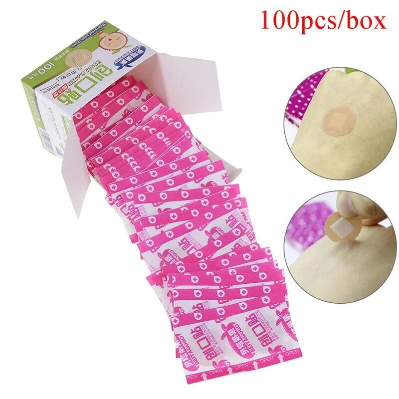 100Pcs First Aid Waterproof Healing Wounds Adhesive Bandage Round Band Aid Wound Plaster Stickers First Aid Kit