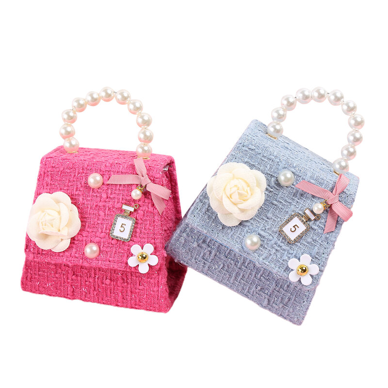 Kids Single-Shoulder Bag Mini Flowers Bowknot Handbag Crossbody Bag for Girls Black/Lake Blue/Rose Red/White/Light Pink
