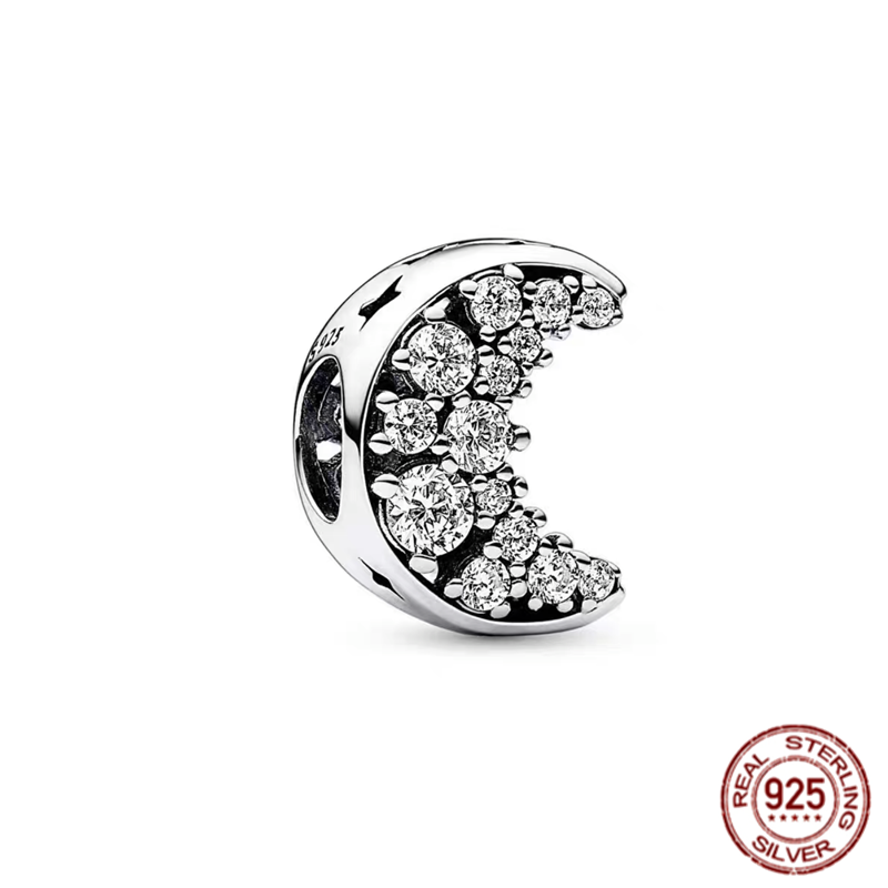 Nuovi arrivi Sparkling Star & Moon Charm 925 Sterling Silver Bead for Women Fit Original Pandora bracciale accessorio per gioielli fai da te