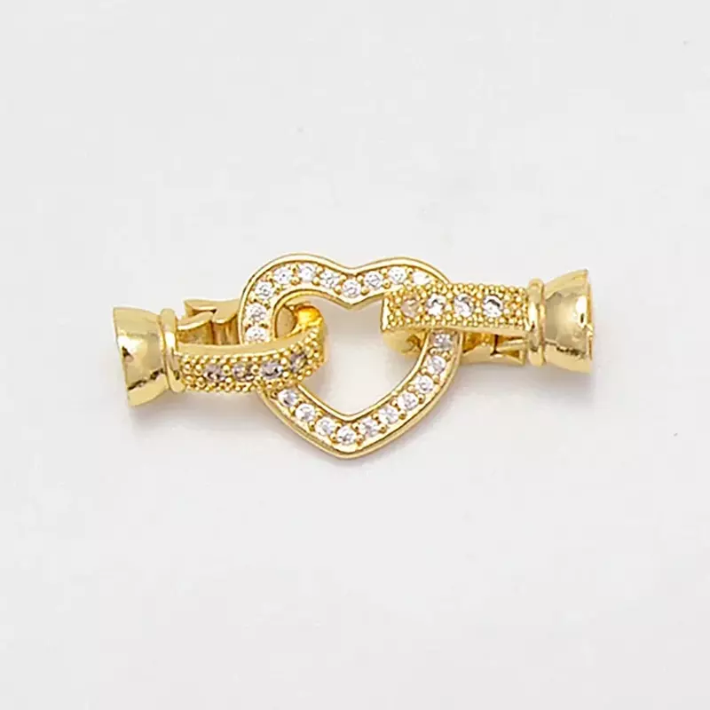 1 Pcs Paved Zircon Connector for Jewelry Making Diy Necklace Bracelet Chain Accessories Gold/Silver Color Round Heart Shape Part