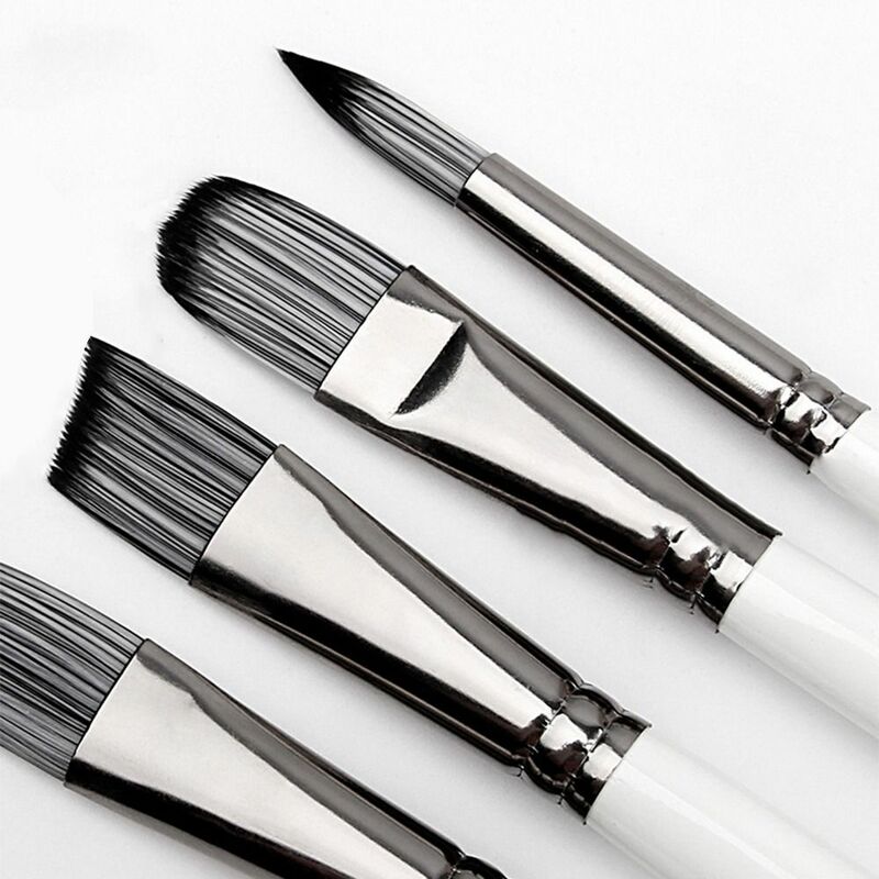 Nylon Hair Painting Brushes Set, Escovas de óleo acrílico portátil multifuncional, Fácil de segurar White Art Paint, 7pcs por conjunto