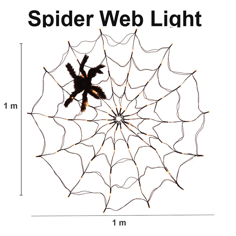 พลังงานแสงอาทิตย์ LED Spider Web สีดำกันน้ำแมงมุมฮาโลวีนสีม่วงกลางแจ้ง Home Party Decor