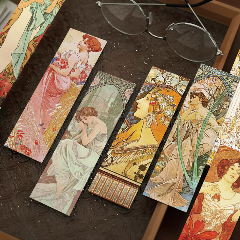 Bookmark Mucha 30pcs hadiah lukisan klasik Set seni bookmark kreatif dipersonalisasi indah budaya dan kreatif