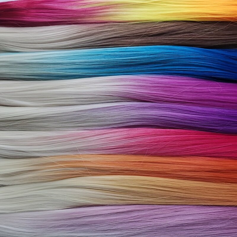 50 hebras por paquete, postizos largos y rectos de punta en I, plumas sintéticas para resaltar, accesorios para el cabello, Color Ombre negro a púrpura claro