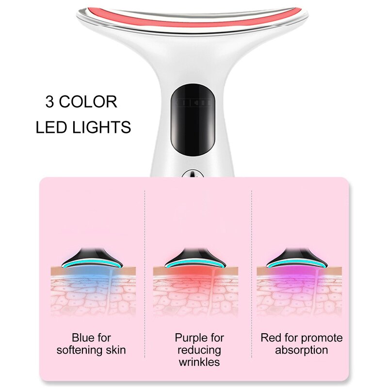 Face Neck Lifting Massager Microfrequency Vibration 3 Lights Neck Face Beauty Device for Daily Use