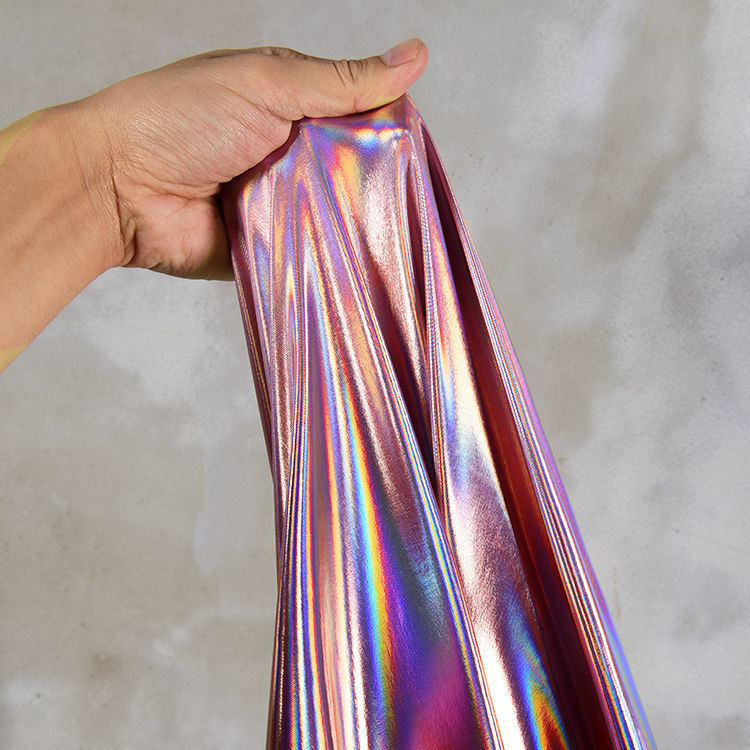 Розовая эластичная яркая Фантазийная водонепроницаемая ткань лазерная рефракция дизайнерская DIY стрейчевая ткань