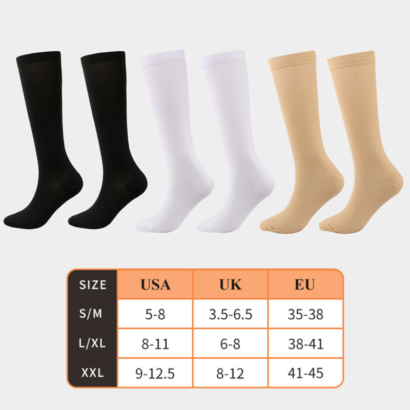1 Pair Compression Stockings Blood Circulation Promotion Slimming Compression Socks Anti-Fatigue Comfortable Solid Color Socks