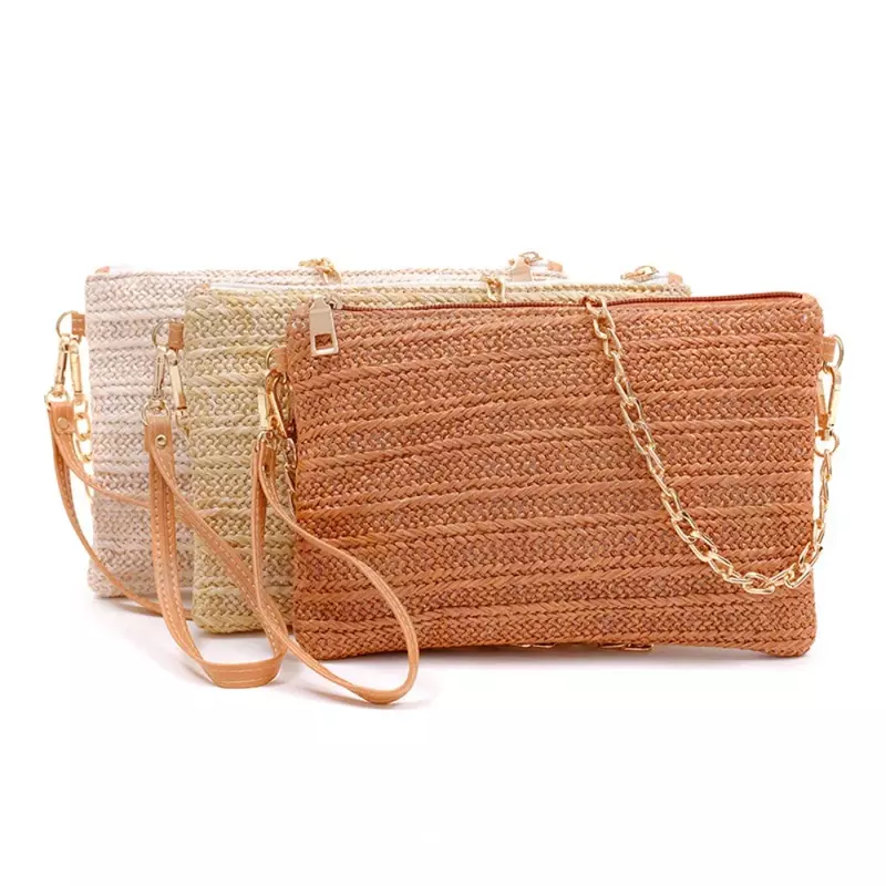 Bolso de hombro de paja para mujer, bolso de mano de diseñador de lujo, tejido Vintage versátil, monedero de playa bohemio de verano