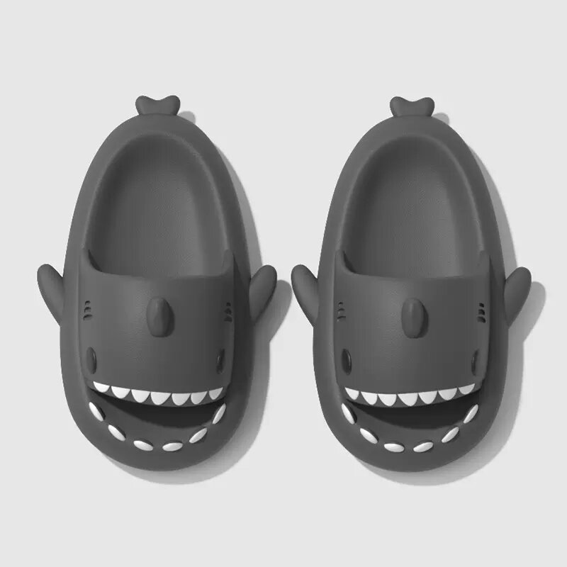 Summer Adults Shark Slippers Kids Cartoon Sandals Men Shark Slides Women Beach Flip Flops Couple Home Anti-skid Flat 2024 Shoes