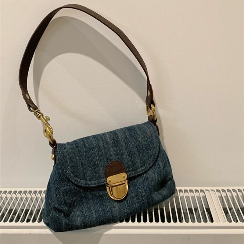 Neue Denim Fashion Lock Nische Umhängetasche Handtaschen Achsel Tasche Vintage Tasche