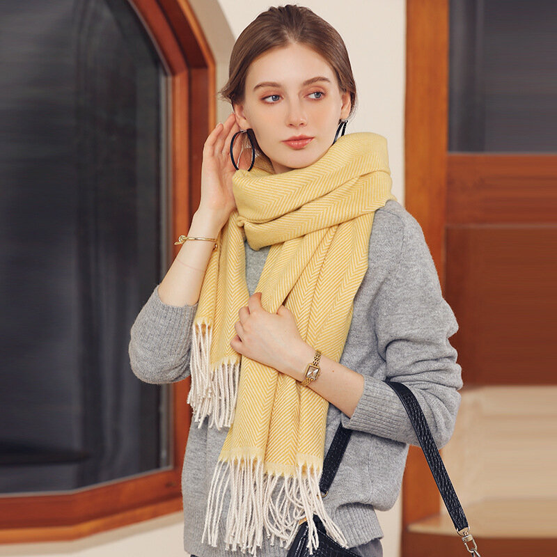 2022 design clássico inverno cachecol para as mulheres dos homens sólido listrado cashmere cachecol feminino borla xale envolve bufandas elegantes mujer