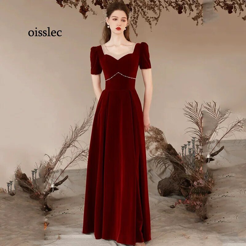Oisslec Prom Dress Scoop Neck Evening Dress Lace Up Cocktail Dresses Beads Celebrity Dresses Elegance Party Gown Customize