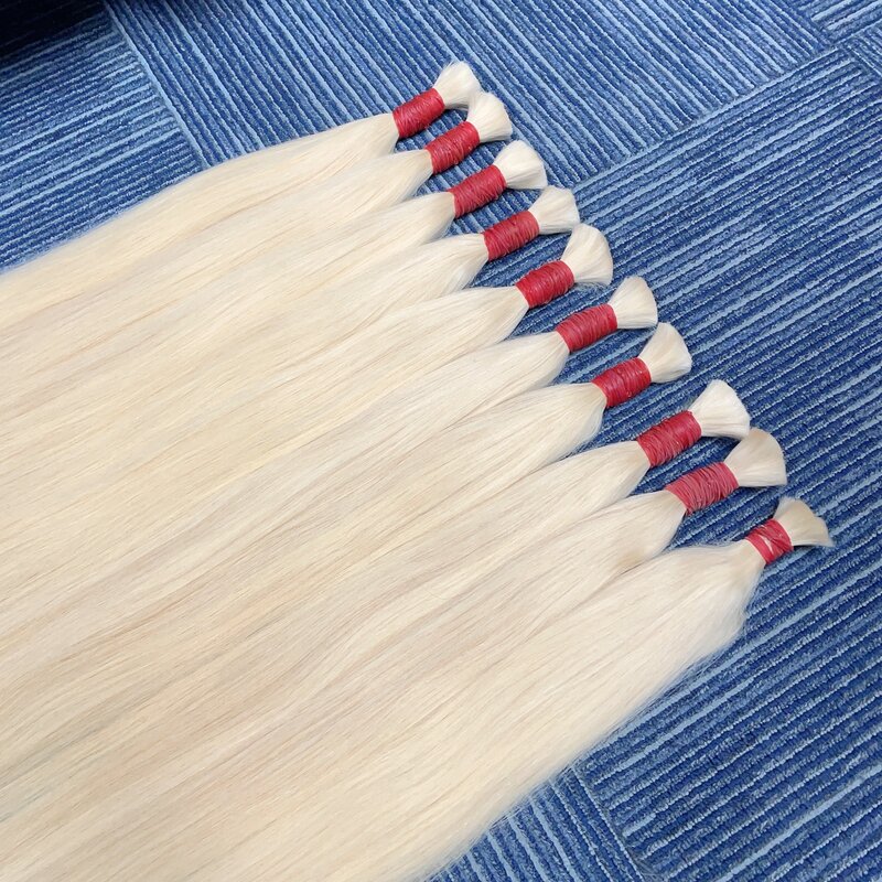 Pacotes em massa retos coloridos loiros, 100% cabelo humano, virgem não processado natural para trançar, extensões de cabelo, atacado, 613