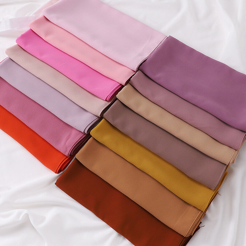40 цветов, квадратный женский однотонный шифоновый хиджаб, шарф, шарф, Исламская искусственная мусульманская модель, головной платок, шарфы