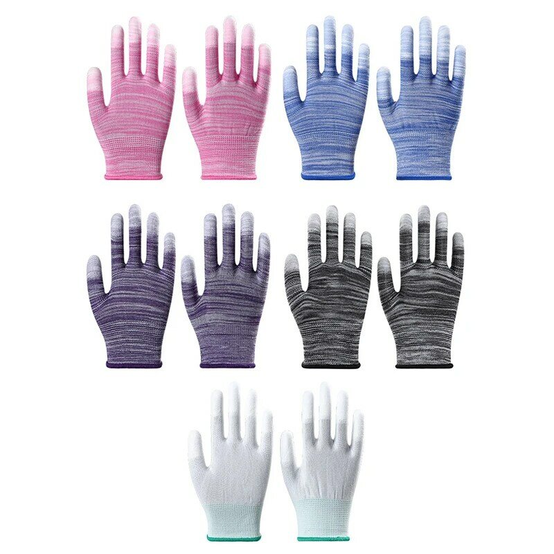 PU Fingers And Palms Gloves Printed Pink Nylon Work Non-Slip Household Labor Protection Gloves For Mechanic Construction