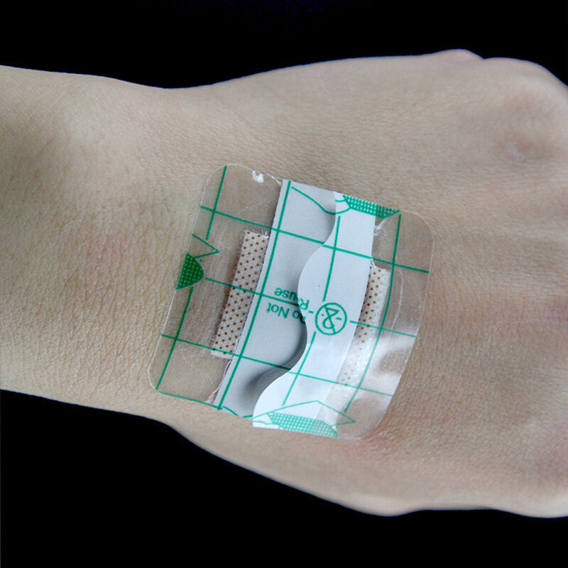 10Pcs/Set 38x38mm Waterproof Transparent Tape PU Film Medical Plaster Wound Dressing Fixation Tape