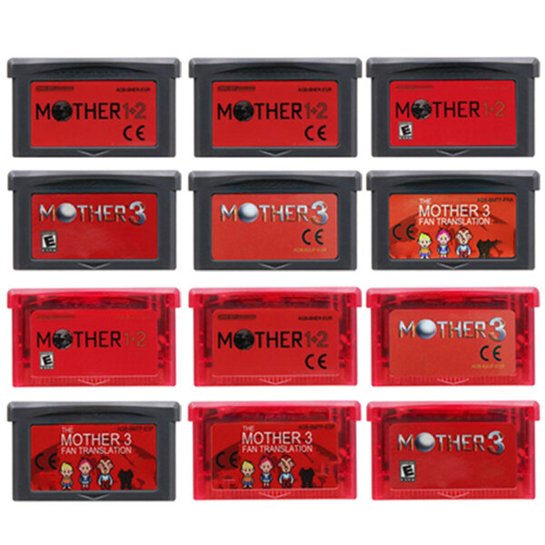 GBA Mother 시리즈 게임 카트리지, 32 비트 비디오 게임 콘솔 카드, Mother 1, 2, 3, USA, EUR, ESP, FRA 버전, GBA NDS용 그레이 레드 쉘
