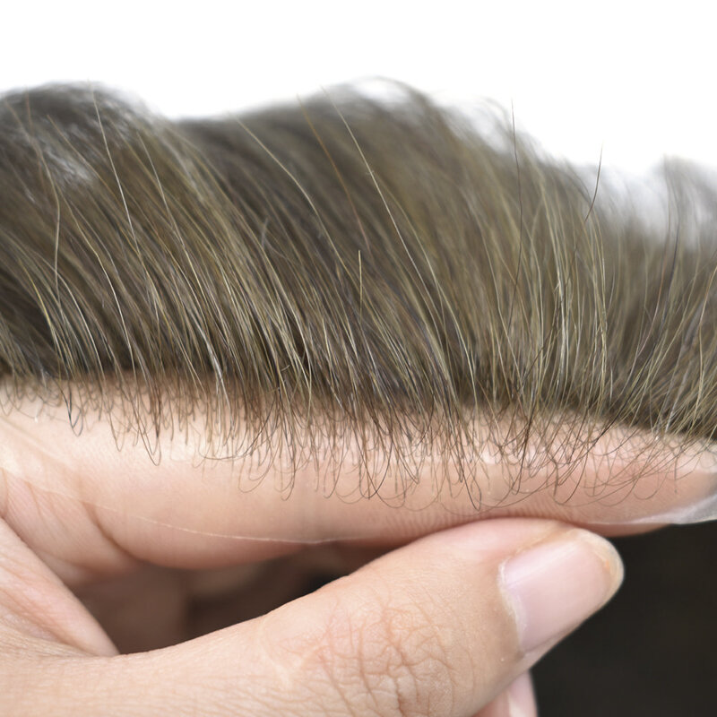 Australia Men Toupee Swiss Lace e PU Base parrucca per uomo capelli maschili protesi capillare unità sistema di sostituzione dei capelli indiani