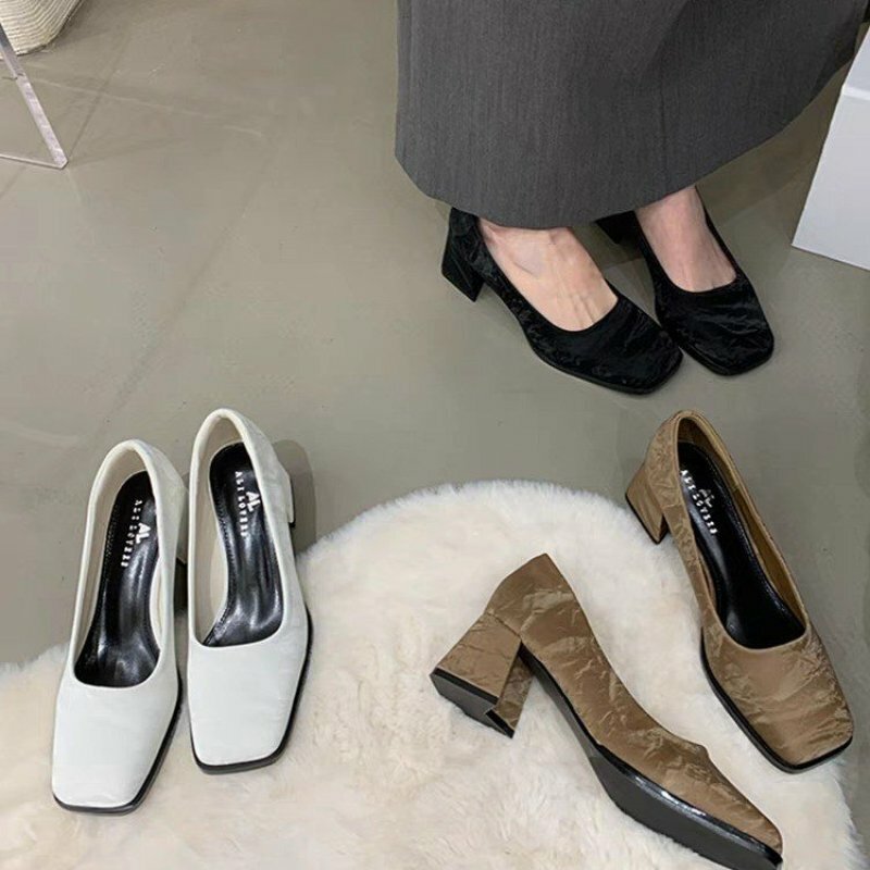 2024 New Shoes Woman High Heels Party Wedding Shoes Square Toe Spring Summer Ladies Shoes Size 35-39 Fashion Casual Pumps