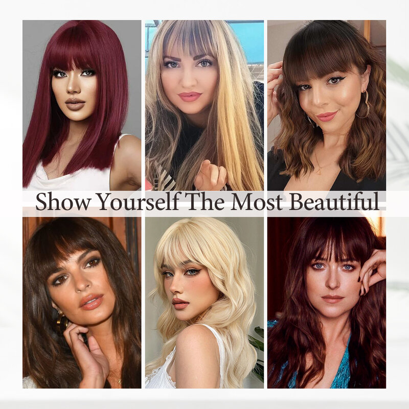 Clip in Bangs Fake Bangs Fringe with Temples Premium Synthetic Bangs Hair Extensions Flat Neat Front Hairpieces for Women Girls