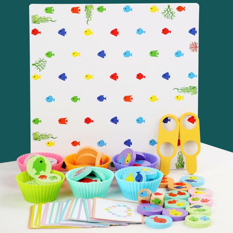 Creative Fishing Matching Toys Cards Storage Cup Recognition Cards gioco di smistamento educativo sensoriale per ragazzi e ragazze bambini