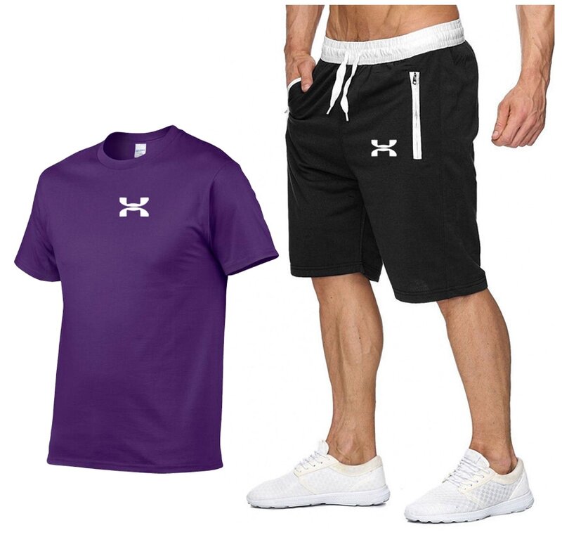 Explosive 100% cotton dhort sleeve suit men short sleeve casual shorts sport summer loose T-shirt fashion brand T-shirt
