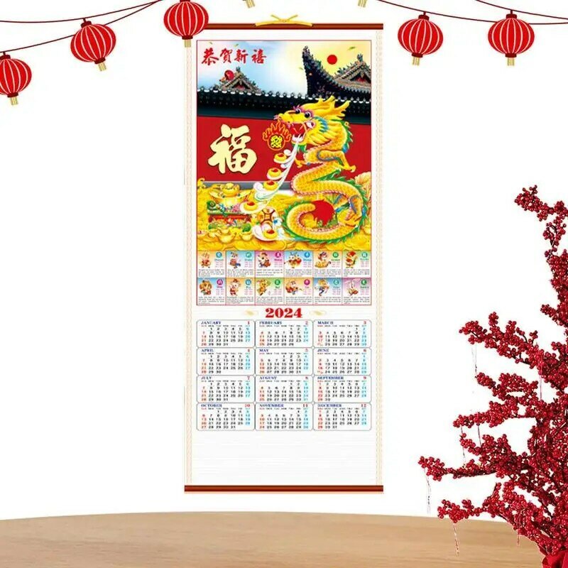 Calendario mensile creativo del calendario della parete dell'anno del drago 2024 per il calendario della decorazione della parete dell'aula per la casa della scuola per la pianificazione degli appuntamenti