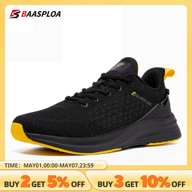 2023 Baasploa Men Running Shoes Lightweight Sport Shoes Mesh Breathable Casual Sneakers Non-Slip Outdoor for Men New Arrival