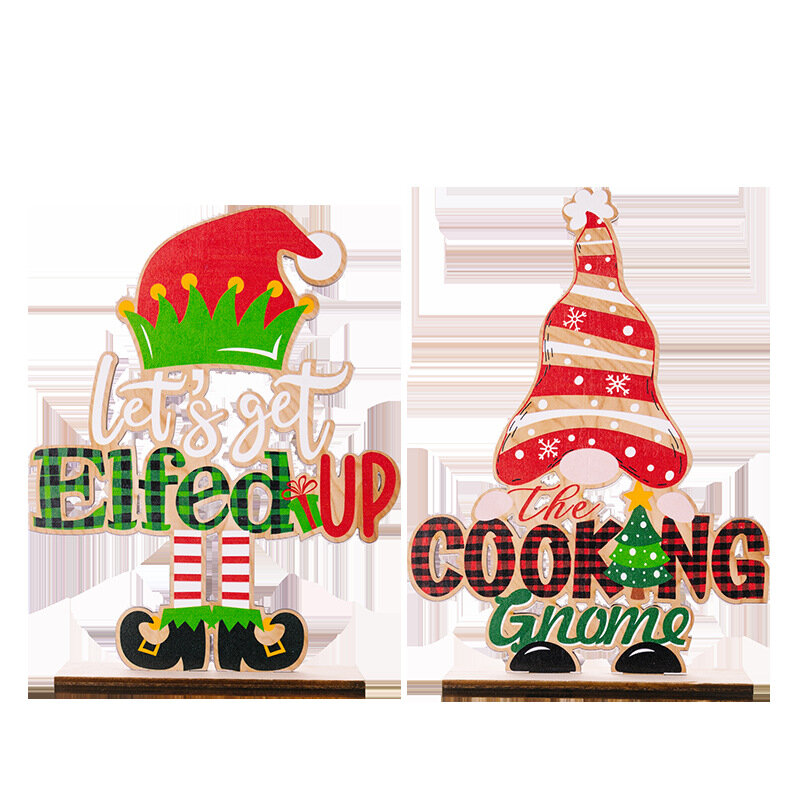 Suministros de decoración navideña, adornos de muñecas creativas, letras enanas, accesorios de exhibición de madera, decoraciones de letras enanas de Navidad
