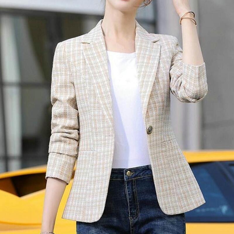 เสื้อโค้ทคาร์ดิแกนผู้หญิงสำหรับใส่ไปทำงานเสื้อเบลเซอร์คอปกแบบลำลองสำหรับฤดูใบไม้ผลิ